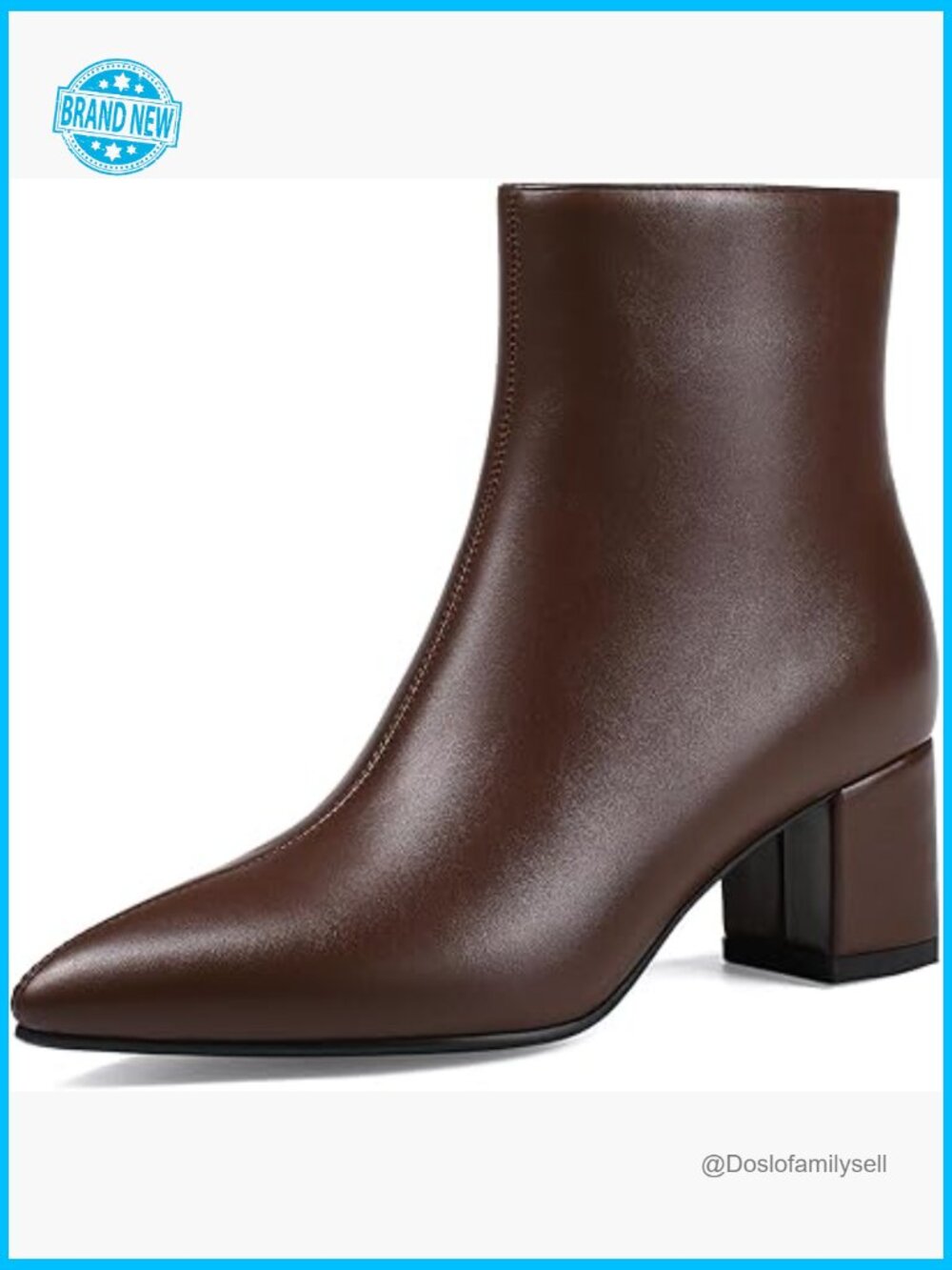 Ankle Boots Pointed Toe Chunky Block Heel Low Heeled Booties Fashion